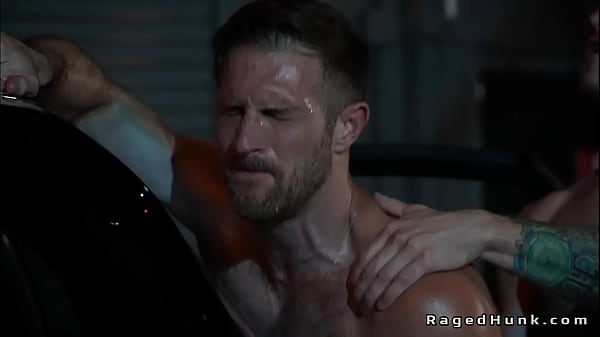 Gay driver anal fucks client in a trunk in an abandoned garage