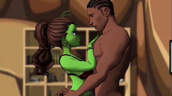 A sexy green skinned big booty alien steps through a portal for some bbc action - AI powered voices